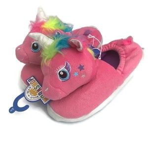 Build A Bear Workshop Pink Unicorn Nonslip Plush Slippers size XL 3/4 New